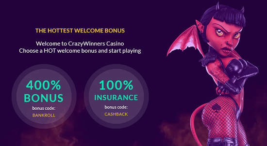 Bonus de bienvenue casino en ligne Crazy Winners