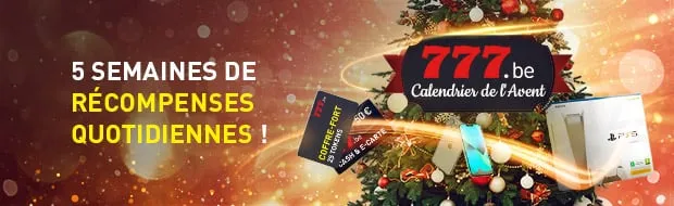 Récompenses quotidiennes sur le Calendrier de l'Avent Casino777