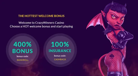 Bonus de bienvenue casino en ligne Crazy Winners