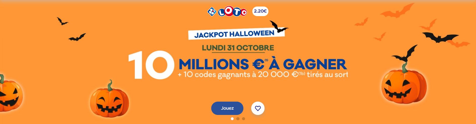 Jackpot d'Halloween de 10 millions d'euros à gagner sur la FDJ