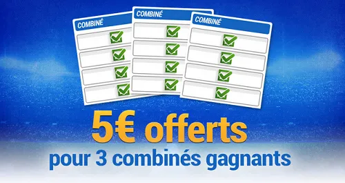 Bonus de 5€ offert sur les paris combinés