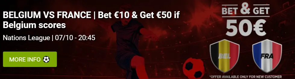 Recevez 50 euros sur Ladbrokes pour le match Belgique-France