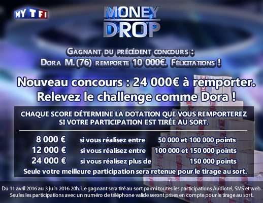Jusqu'à 24.000€ à gagner sur Money Drop le jeu