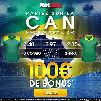 Pariez sur le match RD Congo vs Ghana sur Netbet