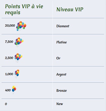 Niveaux VIP Winspark