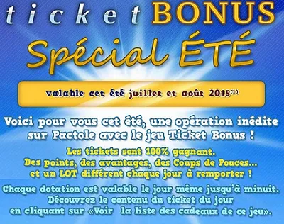 Ticket bonus spécial été