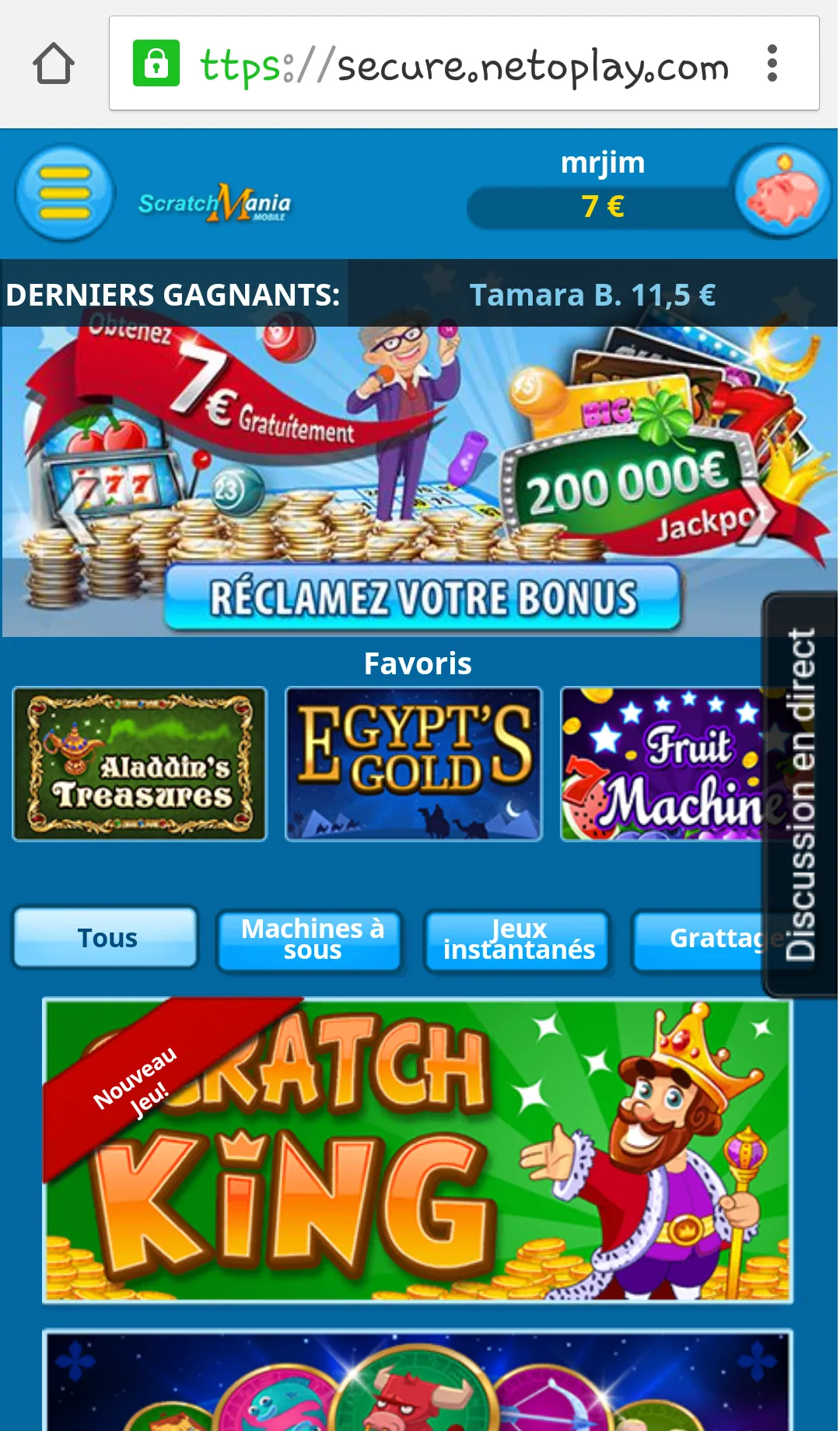 Scratchmania sur mobile