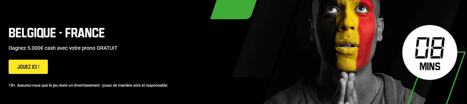 Gagnez 5000 euros en faisant vos pronostiques sur le match Belgique-France sur Unibet