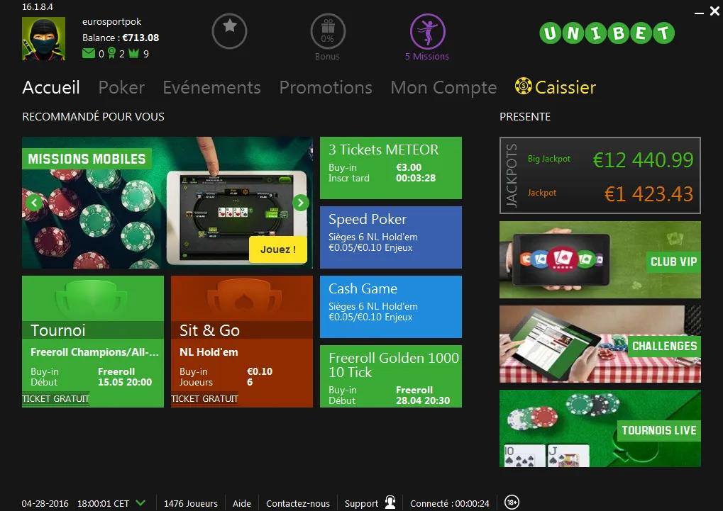 Nouveau logiciel de poker sur Unibet
