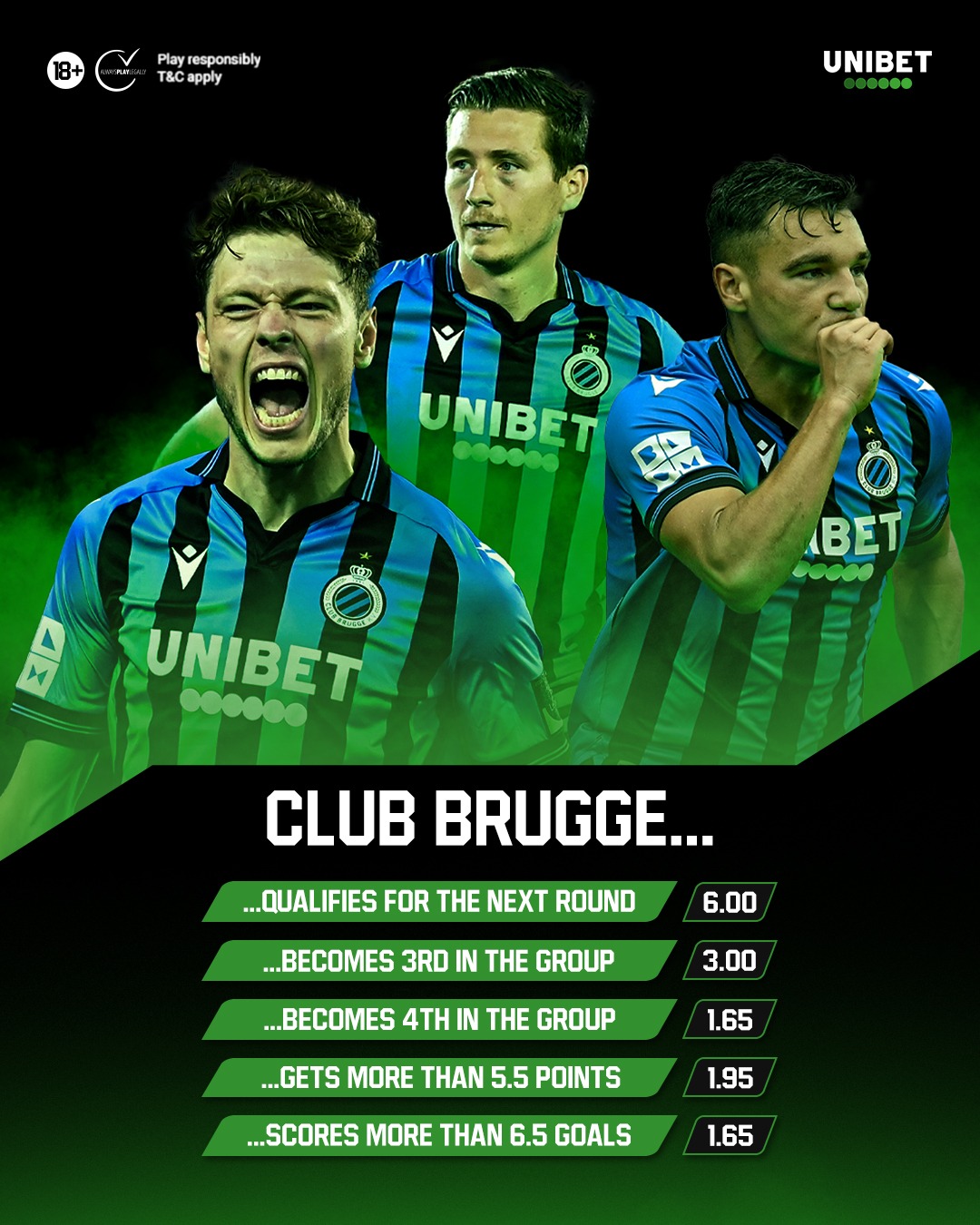 Cotes boostées sur Unibet pour Brugge