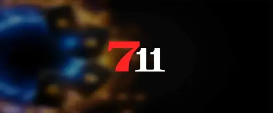 Logo du casino 711 avec dés en arrière-plan
