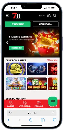 Interface mobile de 711 Casino sur smartphone