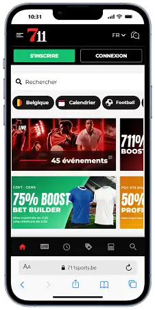 711 Sports affiché sur un téléphone mobile