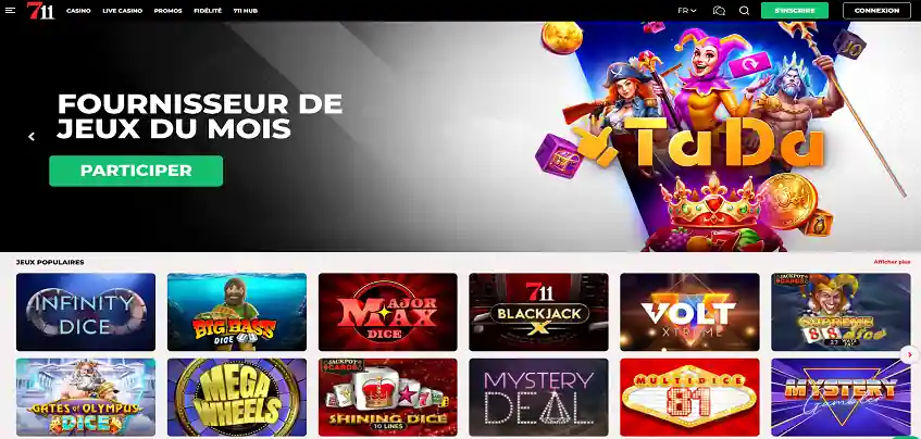 Aperçu de la plateforme 711 Casino sur ordinateur