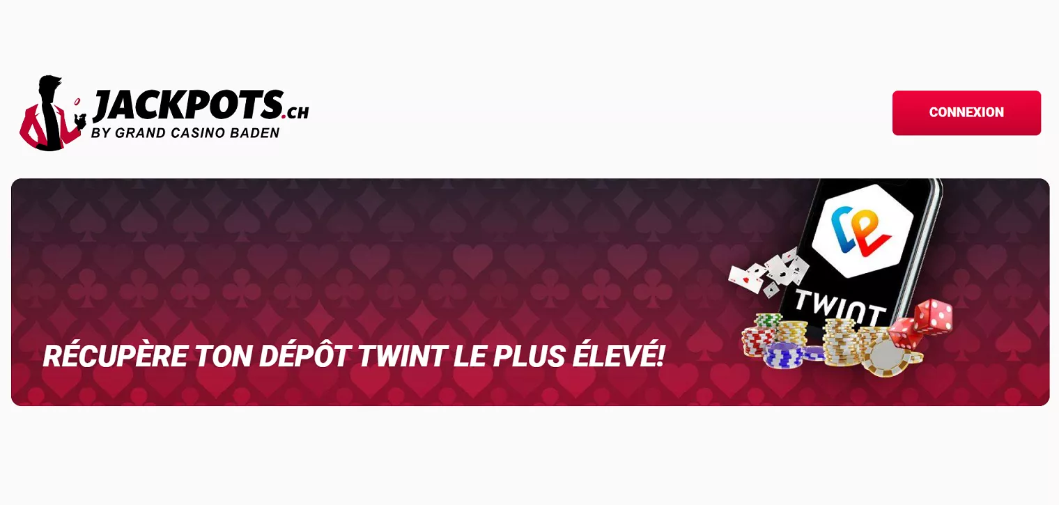 Déposez avec Twint sur Jackpot.ch et tentez de récupérer CHF 200 cash
