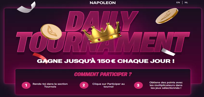 Napoleon Casino lance ses Daily Tournaments : jusqu’à 150 € à gagner chaque jour