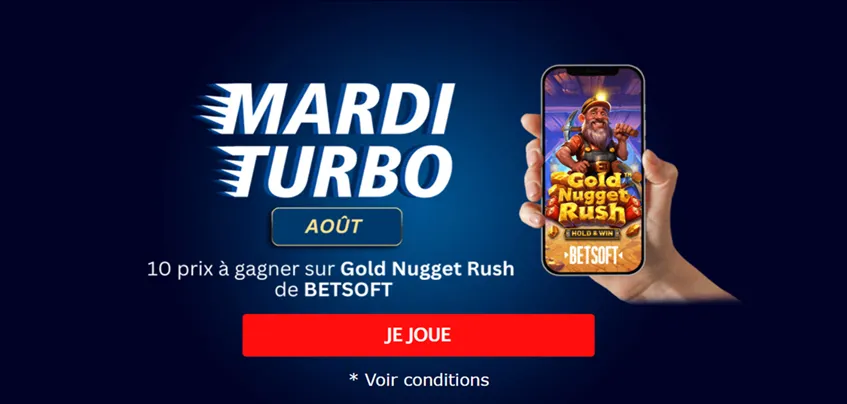 Mardi Turbo sur Magic Betting Casino : tente ta chance tous les mardis sur Gold Nugget Rush