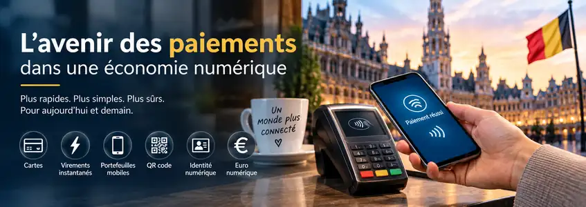 Avenir des paiements numériques en Belgique avec smartphone, sans contact, QR code et euro numérique à Bruxelles