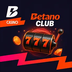 Betano Club sur Betano Casino avec machine à sous 777, logo officiel et univers visuel orange et noir