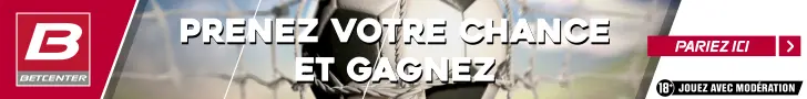 Bannière Betcenter de paris sportifs avec ballon de football et message promotionnel