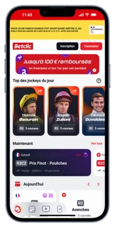 Betclic Turf affiché sur un téléphone mobile