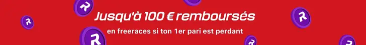 Bannière Betclic Turf annonçant jusqu’à 100 € remboursés en freeraces si le premier pari hippique est perdant