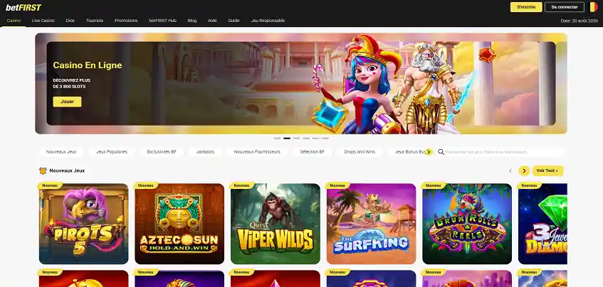 Aperçu de la plateforme betFIRST Casino sur ordinateur