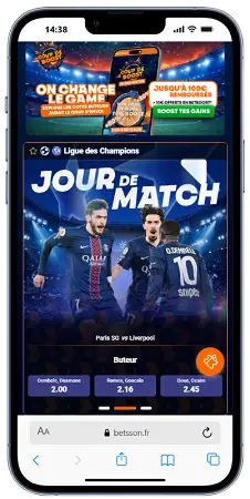 Capture de l’application Betsson.fr