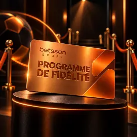 Programme de fidélité Betsson Sport présenté sur une carte premium dans un univers sportif orange et noir