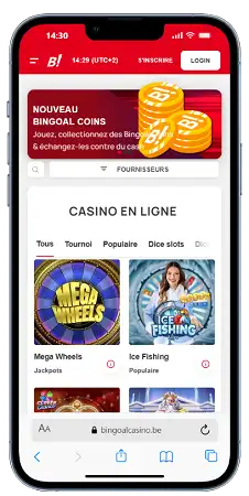 Bingoal Casino affiché sur un téléphone mobile