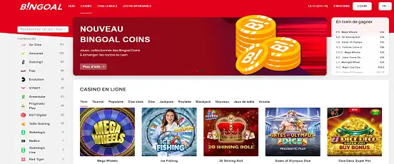 Visuel de la page d'accueil de Bingoal Casino