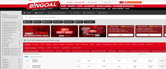 Visuel de la page d'accueil de Bingoal Sport