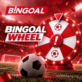 Bingoal Wheel de Bingoal Sport avec roue rouge et blanche et ballon de football dans un stade