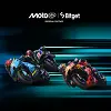 Visuel MotoGP avec deux motos de course aux couleurs Bitget