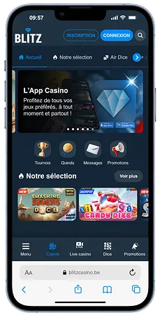 Blitz Casino affiché sur un téléphone mobile