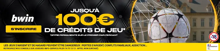 Bwin Sport : bonus de bienvenue jusqu’à 100 € de crédits de jeu pour un premier pari sportif perdant