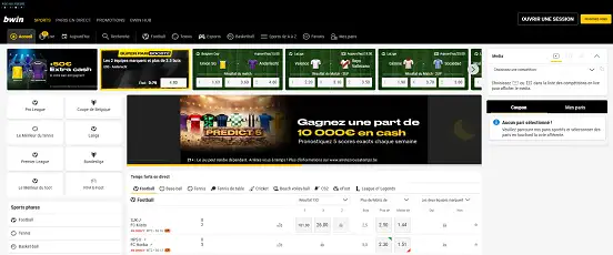 Visuel de la page d'accueil de Bwin Sports