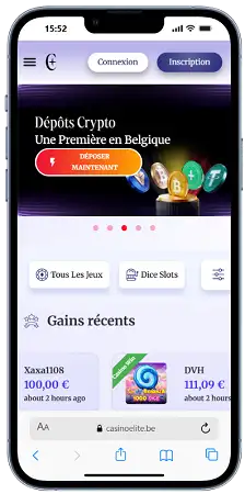 Casino Elite affiché sur un téléphone mobile