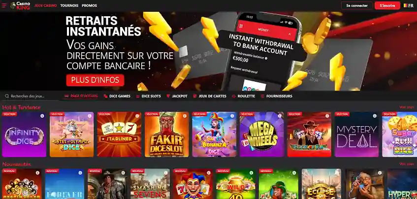 Aperçu de la plateforme Casino King sur ordinateur