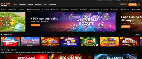Visuel de la page d'accueil de Casino Magic