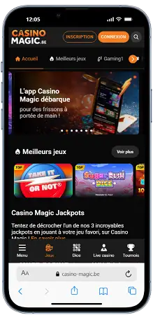 Application mobile Casino Magic affichée sur smartphone