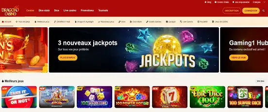Visuel de la page d'accueil de Dragon Casino