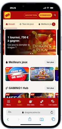 Dragon Casino affiché sur un téléphone mobile