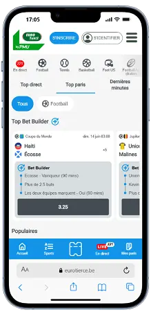 Eurotiercé Sport affiché sur un téléphone mobile