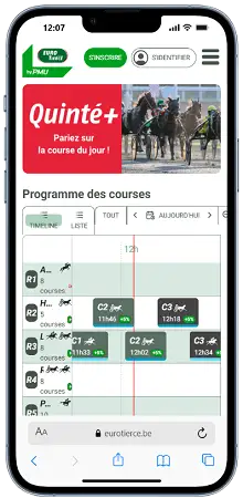Interface mobile Eurotiercé avec Quinté+, programme des courses et paris hippiques en ligne sur smartphone