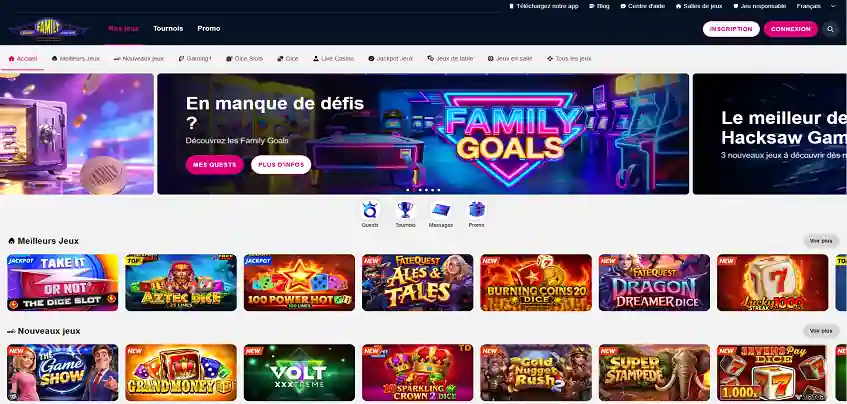 Aperçu de la plateforme Family Game Online sur ordinateur