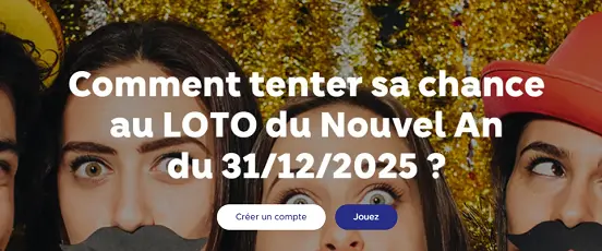 Visuel festif du LOTO® du Nouvel An avec ambiance de fête et invitation à tenter sa chance le 31 décembre