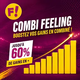 Illustration Feelingbet du Combi Feeling, avec paliers de gains croissants jusqu’à 60 % sur les paris combinés
