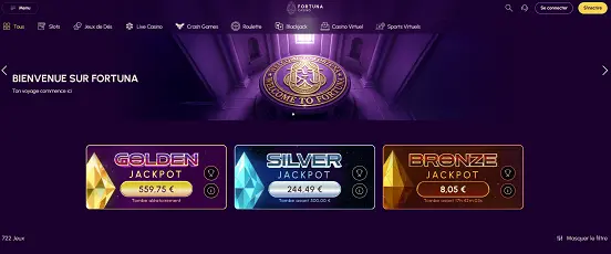 Visuel de la page d'accueil de Fortuna Casino
