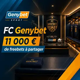 Visuel FC Genybet Sport avec vestiaire de football et 11 000 € de freebets à partager